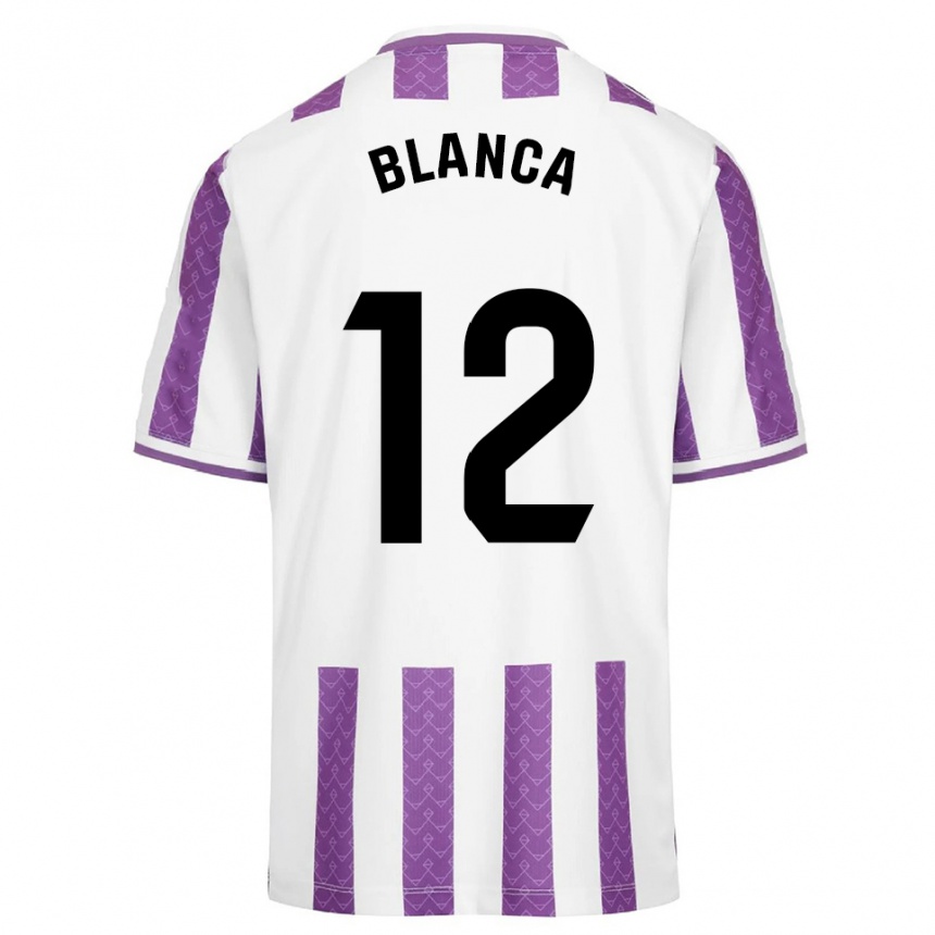 ילדים כדורגל Blanca Serrano Llanos #12 סגול לבן ג'רזי ביתית 2025/26