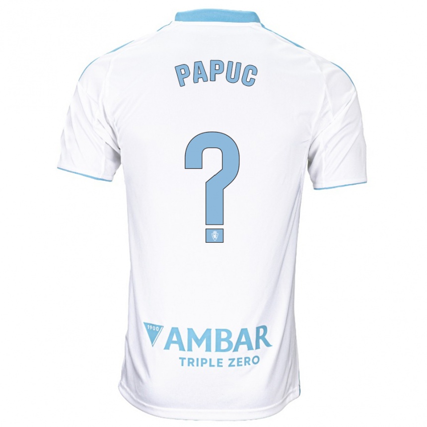 ילדים כדורגל Daniel Papuc #0 לבן תכלת ג'רזי ביתית 2025/26