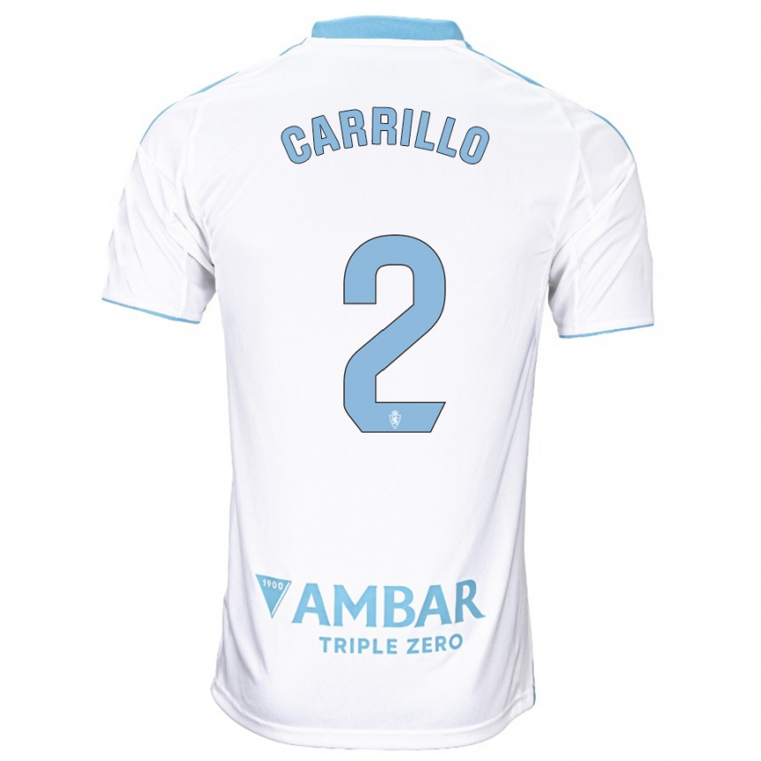 ילדים כדורגל Hugo Carrillo #2 לבן תכלת ג'רזי ביתית 2025/26