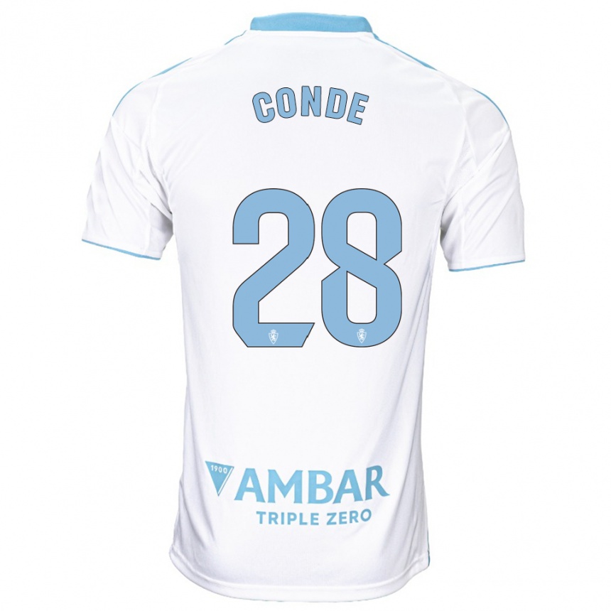 ילדים כדורגל Miguel Conde #28 לבן תכלת ג'רזי ביתית 2025/26