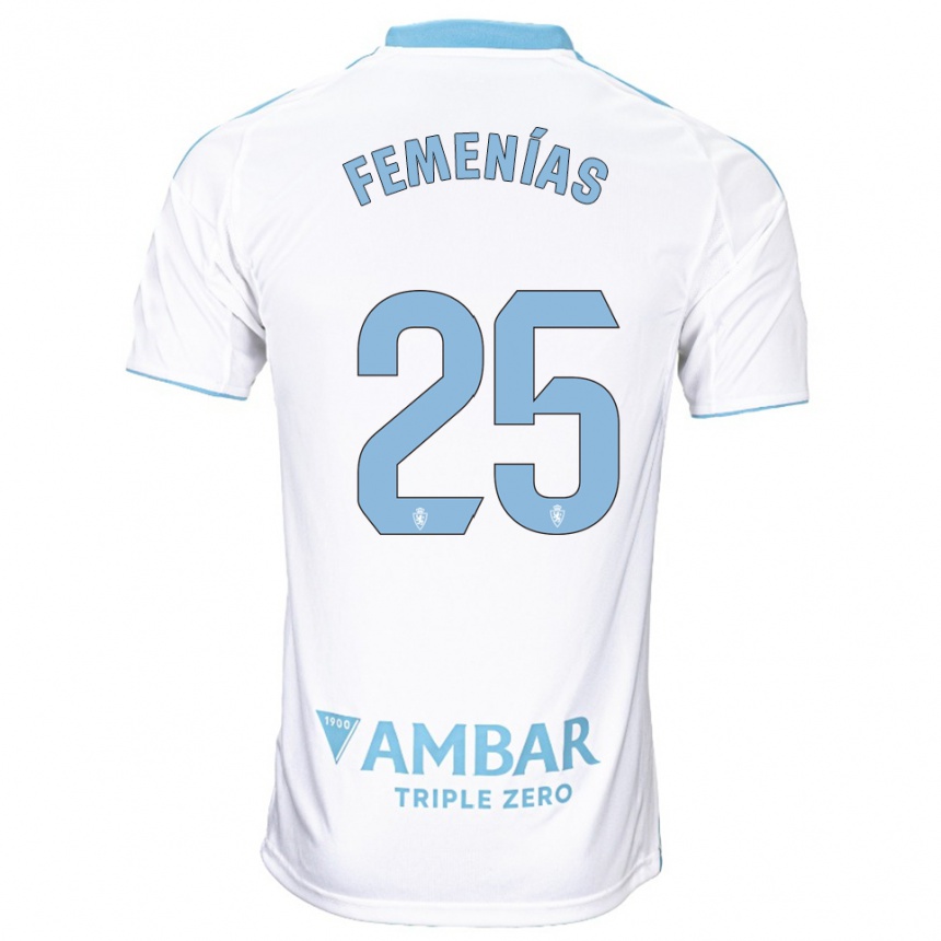ילדים כדורגל חואן פמניאס #25 לבן תכלת ג'רזי ביתית 2025/26