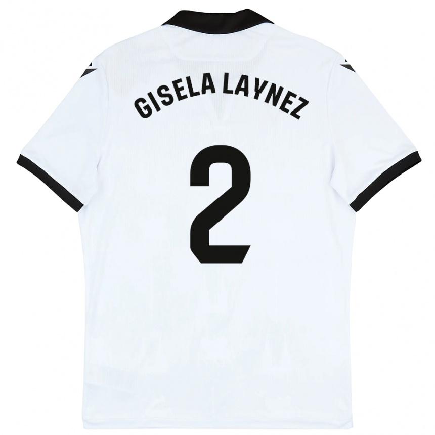 ילדים כדורגל Gisela Laynez #2 לבן שחור ג'רזי ביתית 2025/26