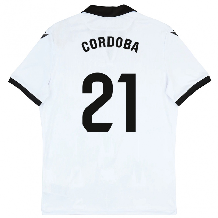 ילדים כדורגל איניגו קורדובה #21 לבן שחור ג'רזי ביתית 2025/26