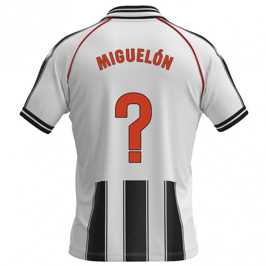 ילדים כדורגל Miguelón #0 לבן שחור ג'רזי ביתית 2025/26