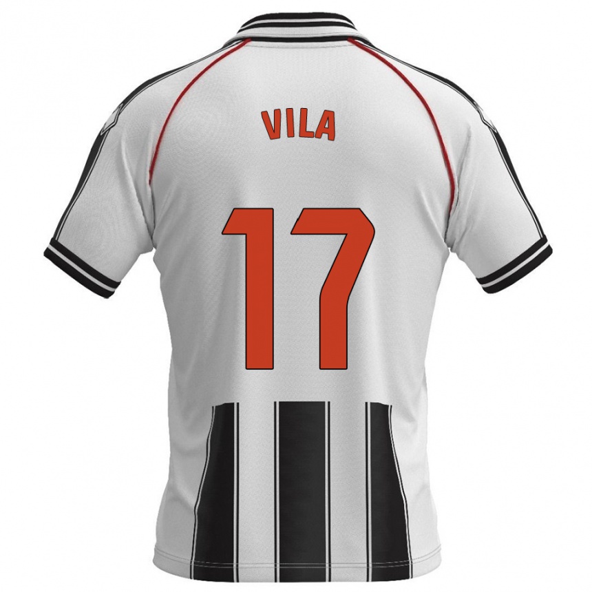 ילדים כדורגל Manu Vila #17 לבן שחור ג'רזי ביתית 2025/26