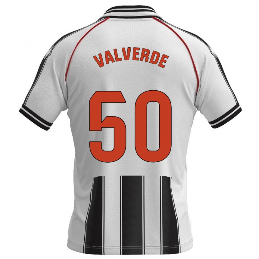 ילדים כדורגל Jorge Valverde #50 לבן שחור ג'רזי ביתית 2025/26