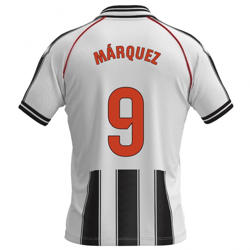 ילדים כדורגל Eddiel Márquez #9 לבן שחור ג'רזי ביתית 2025/26