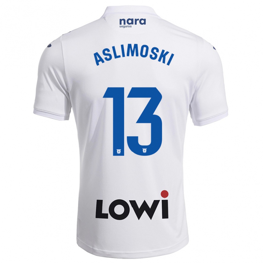 ילדים כדורגל Tomme Aslimoski #13 לבן נייבי ג'רזי ביתית 2025/26