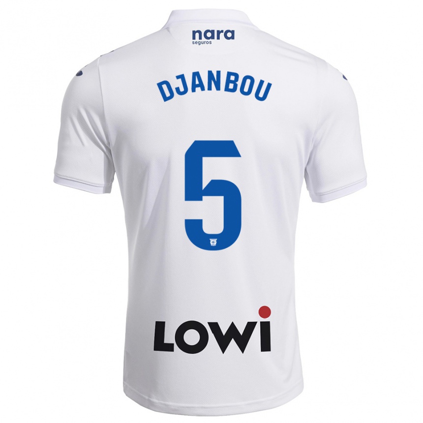ילדים כדורגל Sekou Djanbou #5 לבן נייבי ג'רזי ביתית 2025/26