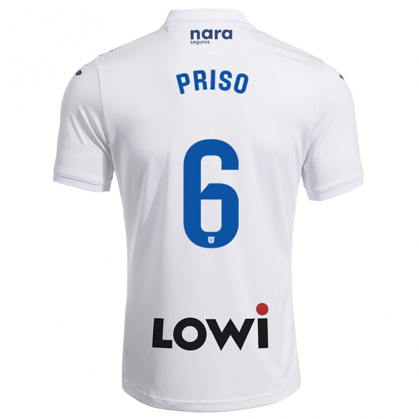 ילדים כדורגל Mike Priso #6 לבן נייבי ג'רזי ביתית 2025/26
