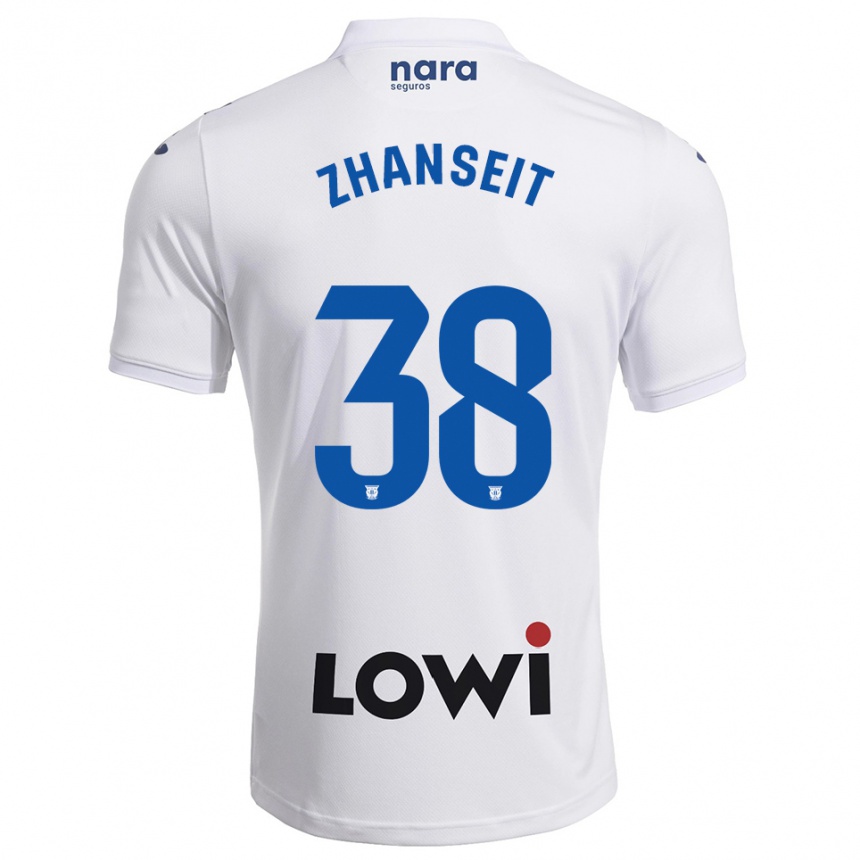 ילדים כדורגל Sultan Zhanseit #38 לבן נייבי ג'רזי ביתית 2025/26