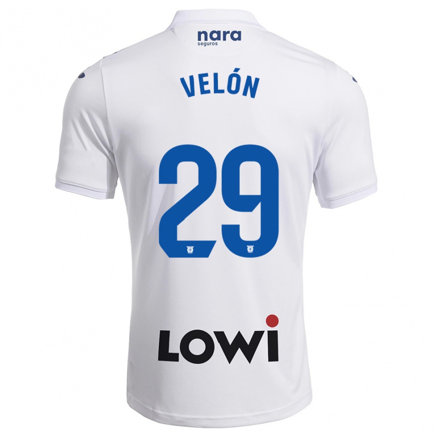 ילדים כדורגל Hugo Velón #29 לבן נייבי ג'רזי ביתית 2025/26
