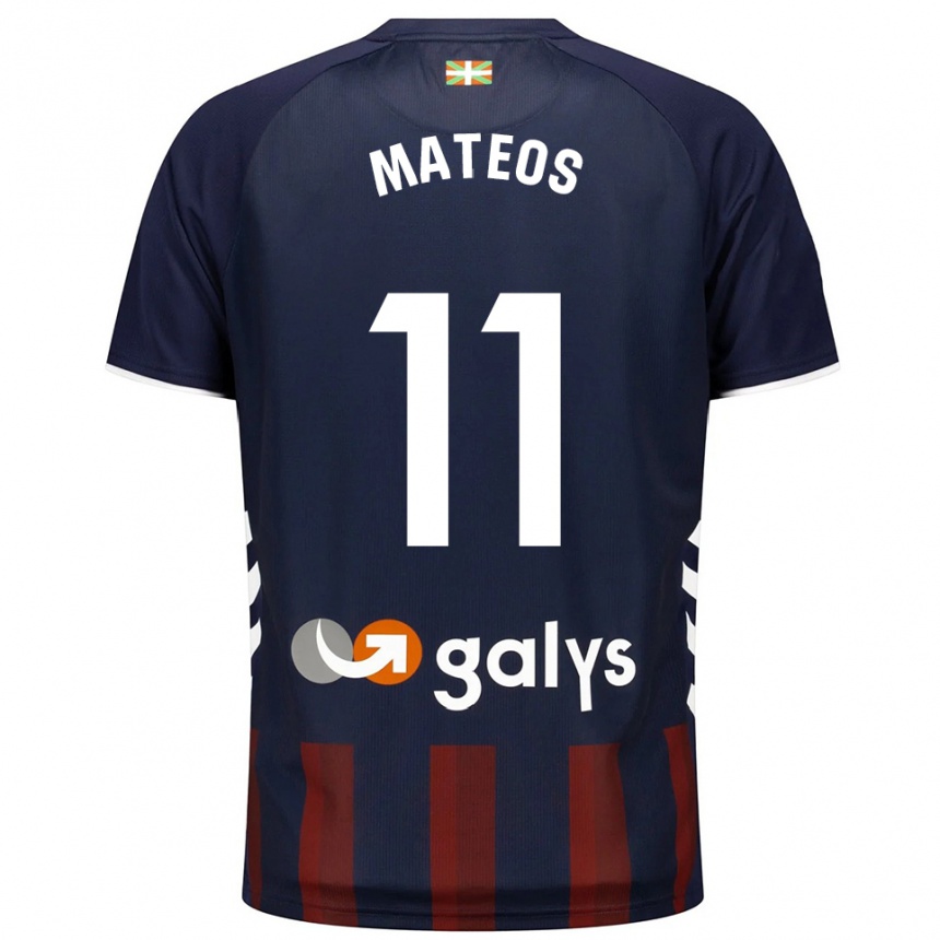 ילדים כדורגל Endika Mateos #11 כחול נייבי אדום ג'רזי ביתית 2025/26