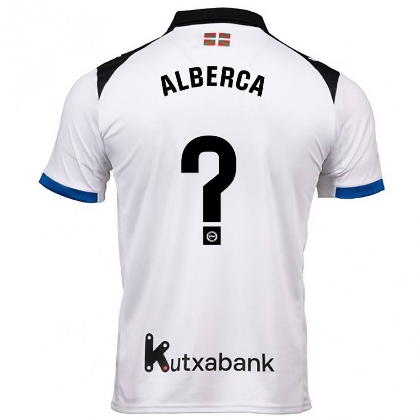 ילדים כדורגל Iñaki Alberca #0 לבן כחול הרחק ג'רזי 2025/26