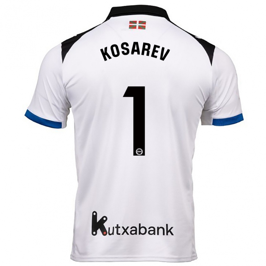 ילדים כדורגל Oleksandr Kosarev #1 לבן כחול הרחק ג'רזי 2025/26