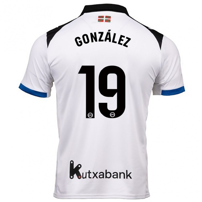 ילדים כדורגל Aimar González #19 לבן כחול הרחק ג'רזי 2025/26
