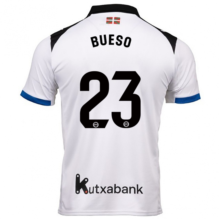 ילדים כדורגל Alejandro Bueso #23 לבן כחול הרחק ג'רזי 2025/26