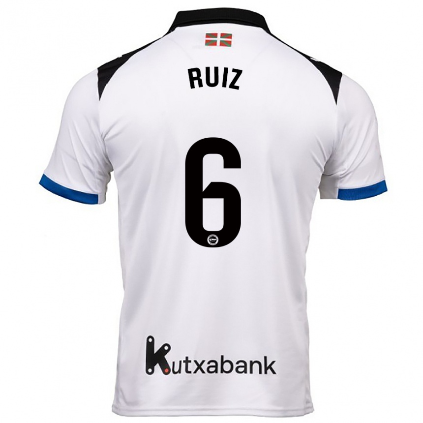 ילדים כדורגל Markel Ruiz #6 לבן כחול הרחק ג'רזי 2025/26