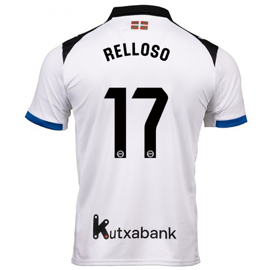 ילדים כדורגל Mikel Relloso #17 לבן כחול הרחק ג'רזי 2025/26