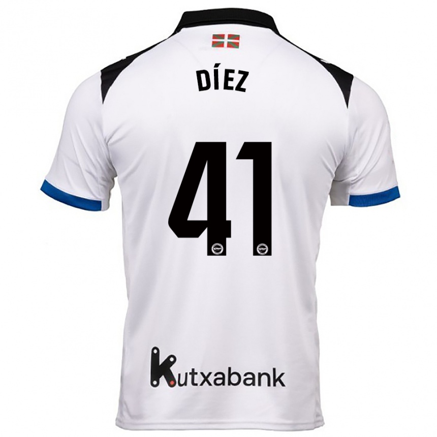 ילדים כדורגל Victor Díez #41 לבן כחול הרחק ג'רזי 2025/26