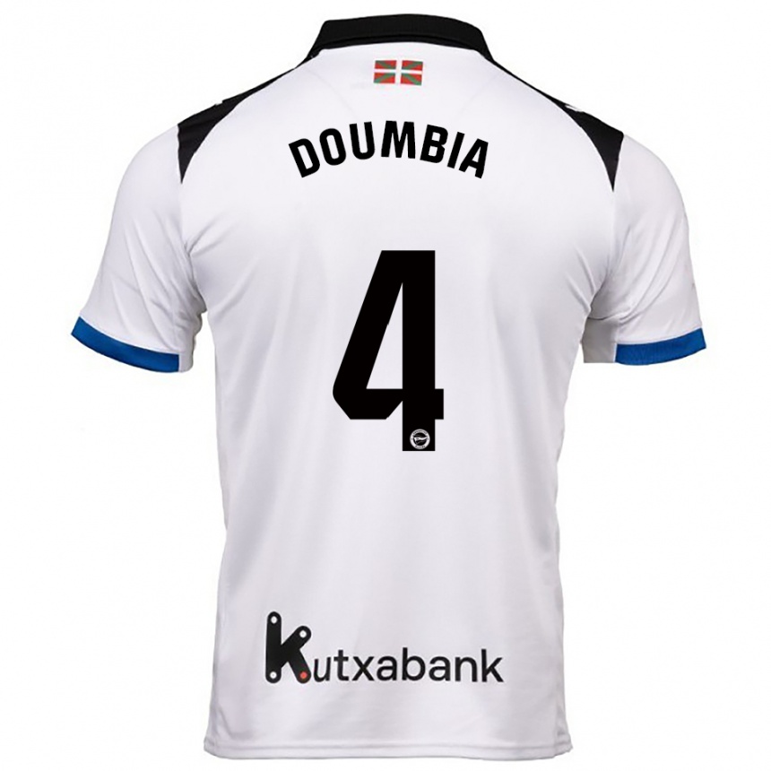 ילדים כדורגל Daouda Doumbia #4 לבן כחול הרחק ג'רזי 2025/26