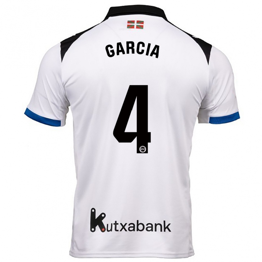 ילדים כדורגל Pichi García #4 לבן כחול הרחק ג'רזי 2025/26