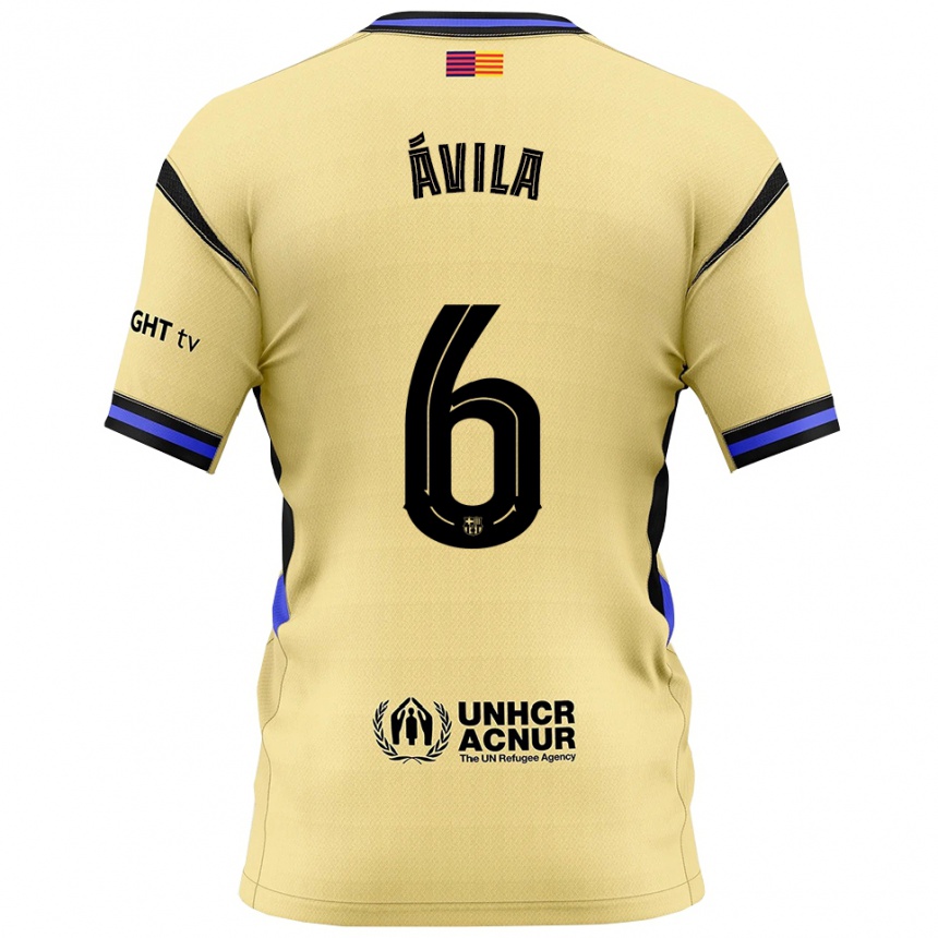 ילדים כדורגל Dani Ávila #6 צהוב שחור הרחק ג'רזי 2025/26