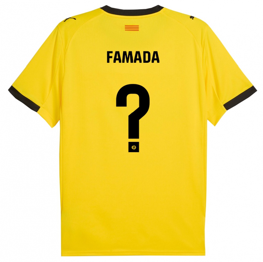 ילדים כדורגל Álex Famada #0 צהוב שחור הרחק ג'רזי 2025/26