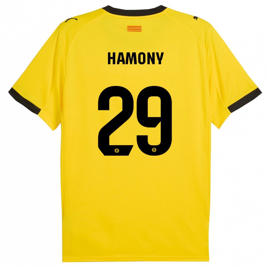 ילדים כדורגל Mohammed Hamony #29 צהוב שחור הרחק ג'רזי 2025/26