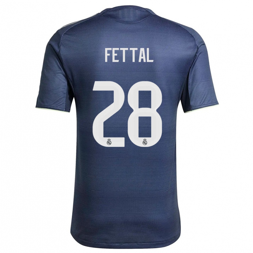 ילדים כדורגל Rachad Fettal #28 כחול נייבי כסוף הרחק ג'רזי 2025/26