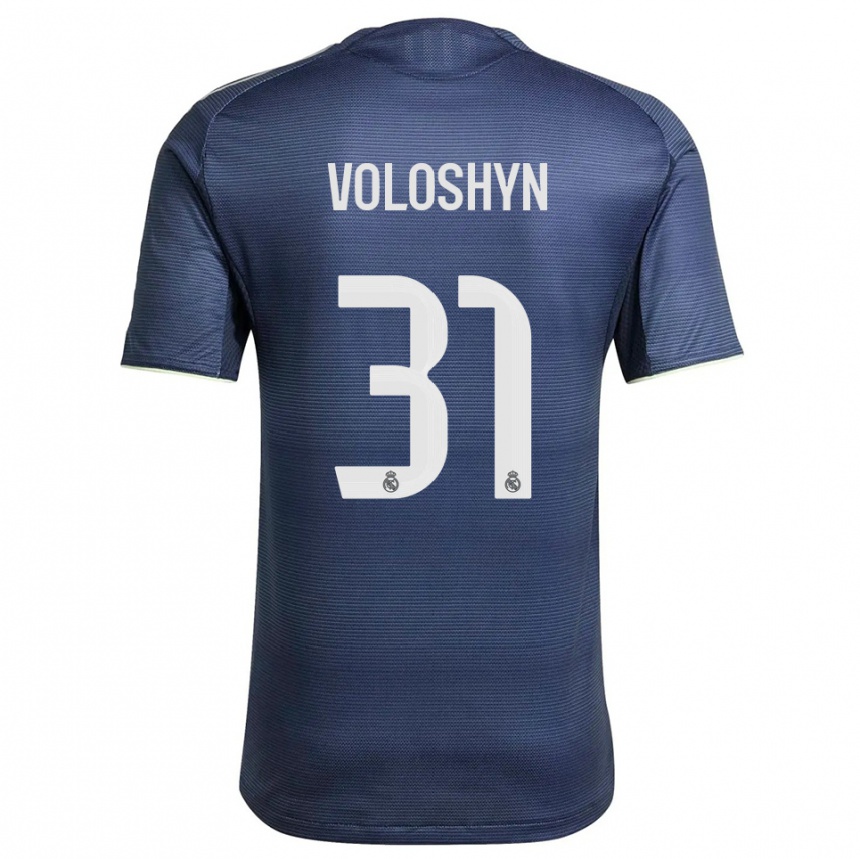 ילדים כדורגל Ilya Voloshyn #31 כחול נייבי כסוף הרחק ג'רזי 2025/26