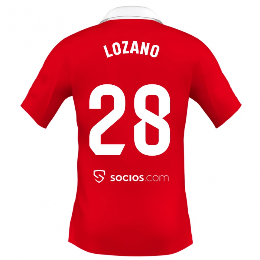 ילדים כדורגל Elena Lozano #28 אדום לבן אפור הרחק ג'רזי 2025/26