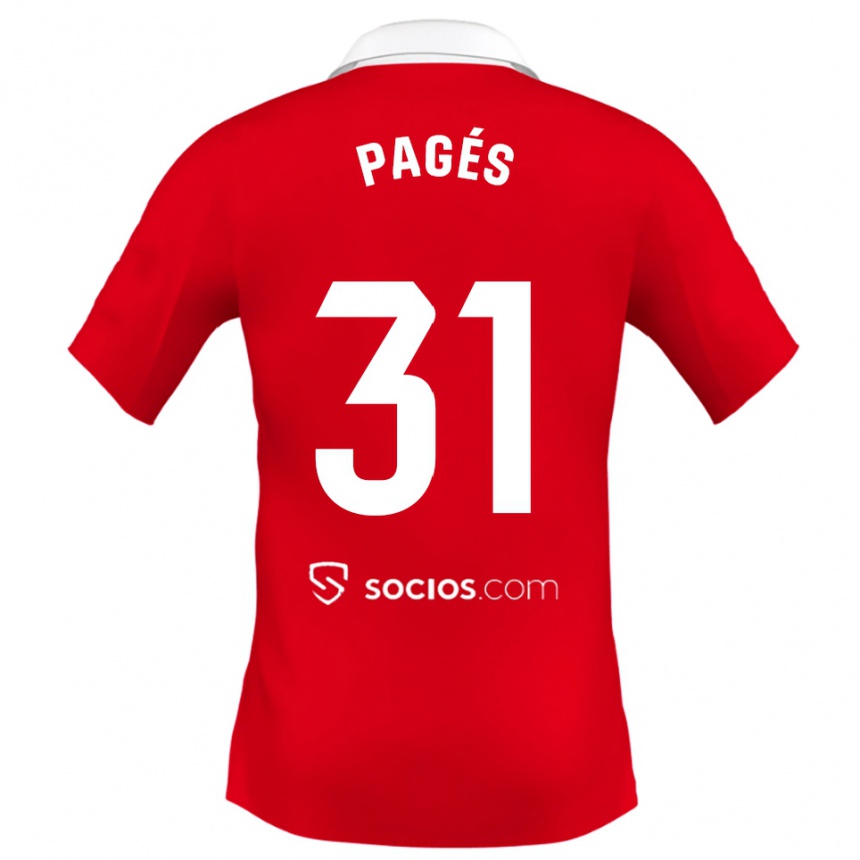 ילדים כדורגל Lukas Pagés #31 אדום לבן אפור הרחק ג'רזי 2025/26