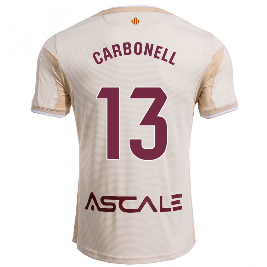 ילדים כדורגל Carmen Carbonell #13 לבן שמנת בורדו הרחק ג'רזי 2025/26