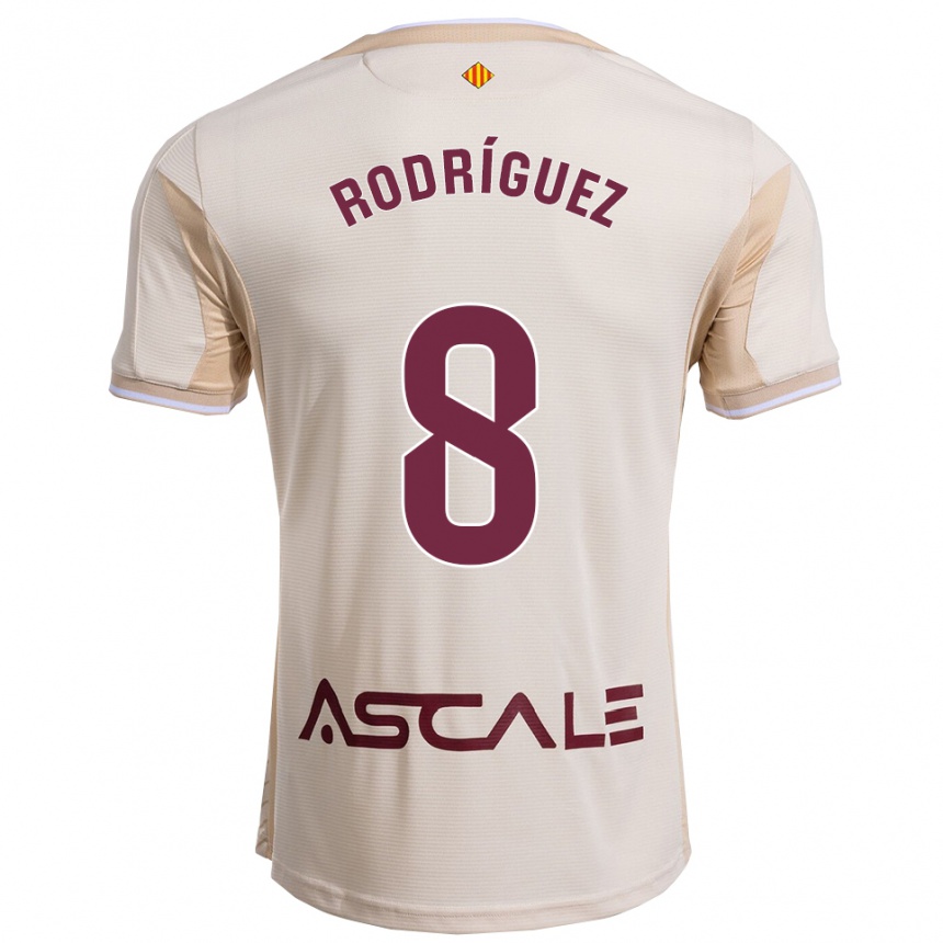 ילדים כדורגל Unai Rodríguez #8 לבן שמנת בורדו הרחק ג'רזי 2025/26