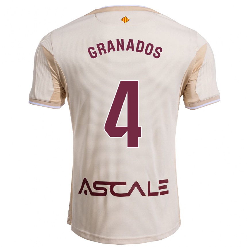 ילדים כדורגל Carlos Granados #4 לבן שמנת בורדו הרחק ג'רזי 2025/26