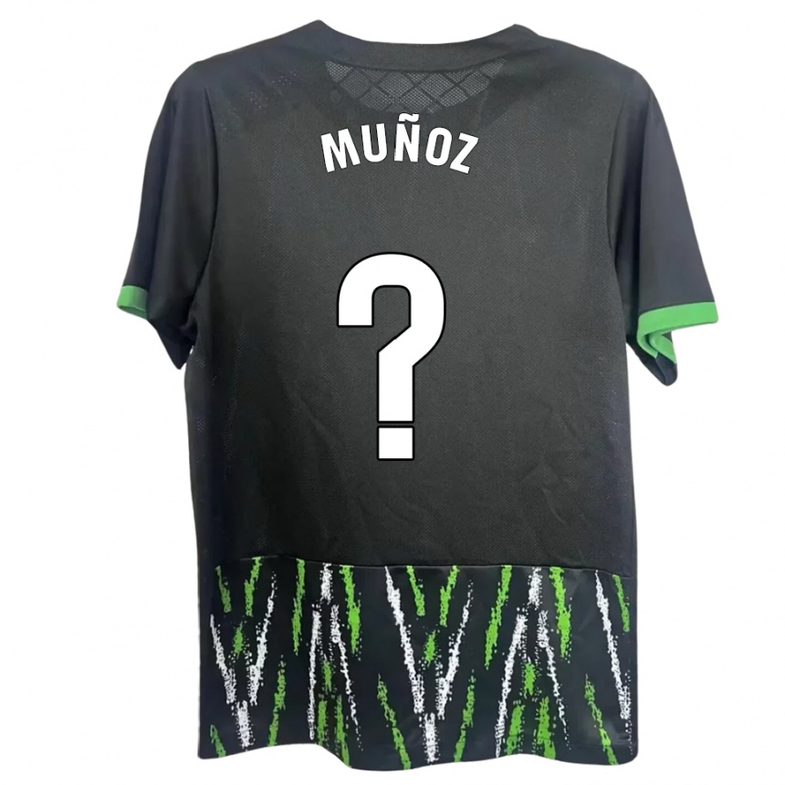 ילדים כדורגל Ismael Muñoz #0 שחור ירוק הרחק ג'רזי 2025/26