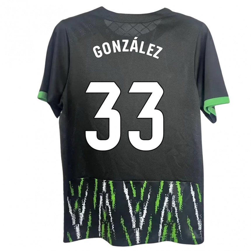 ילדים כדורגל ניקו גונסאלס #33 שחור ירוק הרחק ג'רזי 2025/26