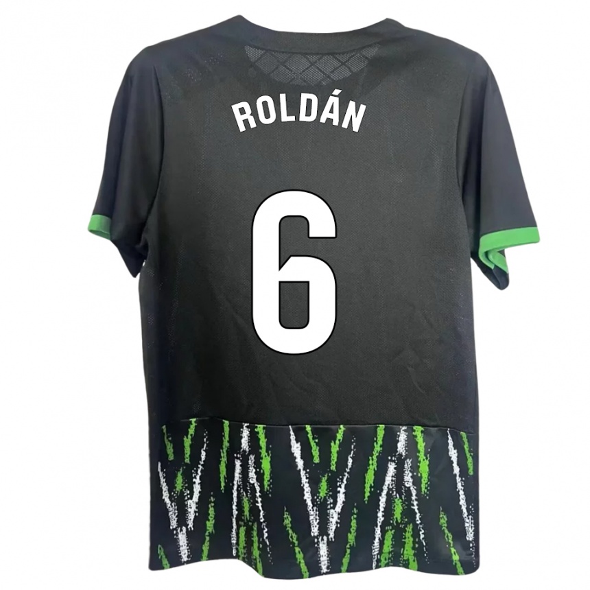 ילדים כדורגל Luis Roldán #6 שחור ירוק הרחק ג'רזי 2025/26