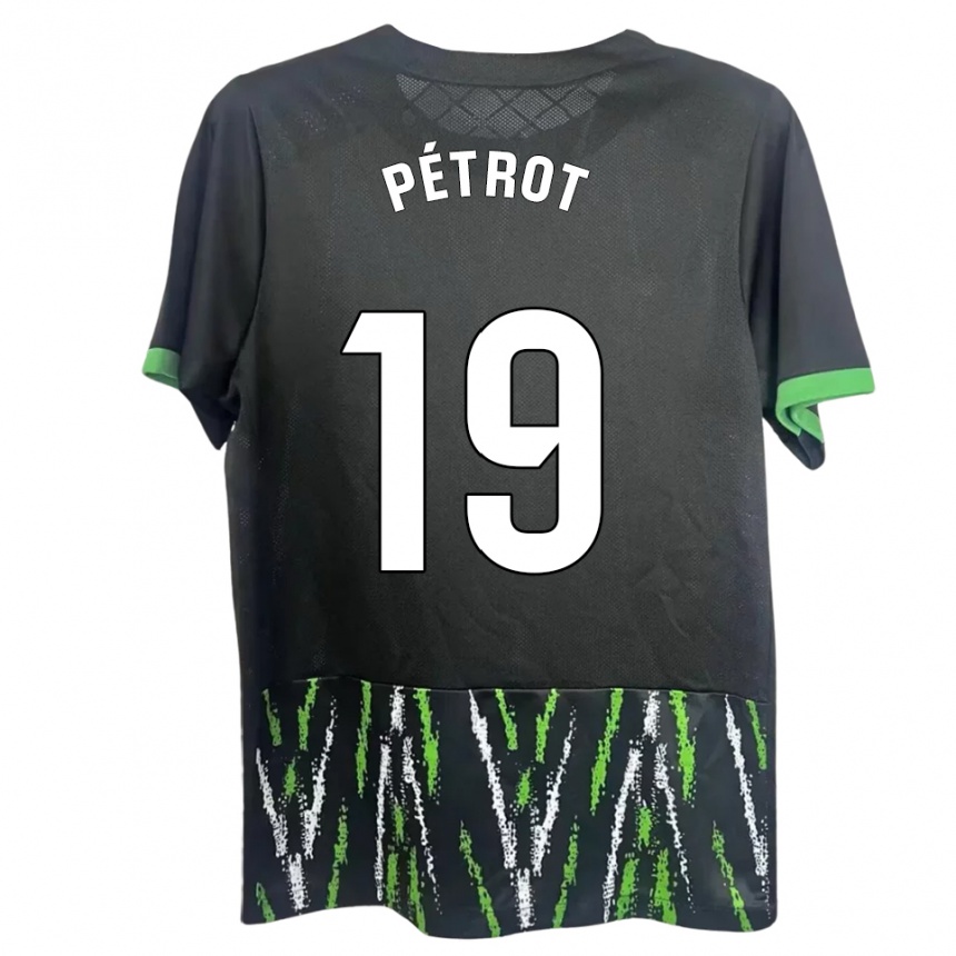 ילדים כדורגל Léo Pétrot #19 שחור ירוק הרחק ג'רזי 2025/26