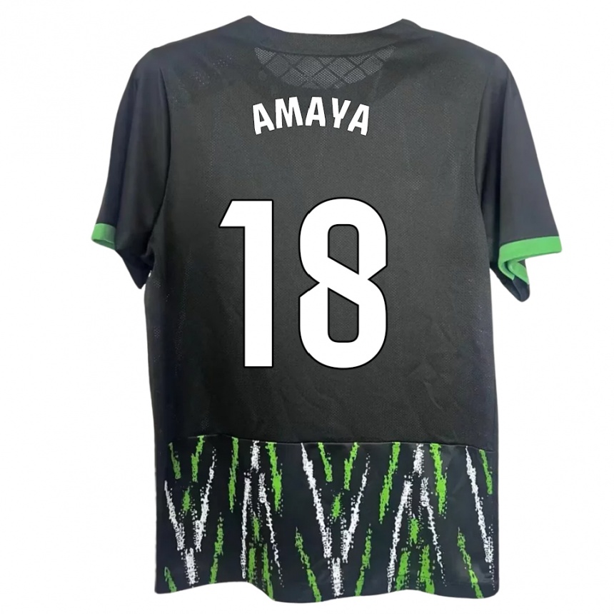 ילדים כדורגל María Amaya #18 שחור ירוק הרחק ג'רזי 2025/26