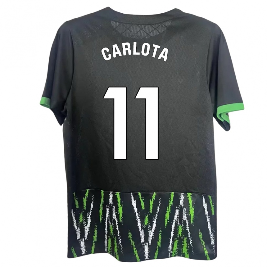 ילדים כדורגל Carlota Ursua Sánchez #11 שחור ירוק הרחק ג'רזי 2025/26