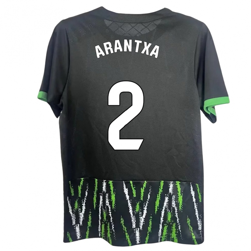 ילדים כדורגל Arantxa Perez Ochando #2 שחור ירוק הרחק ג'רזי 2025/26