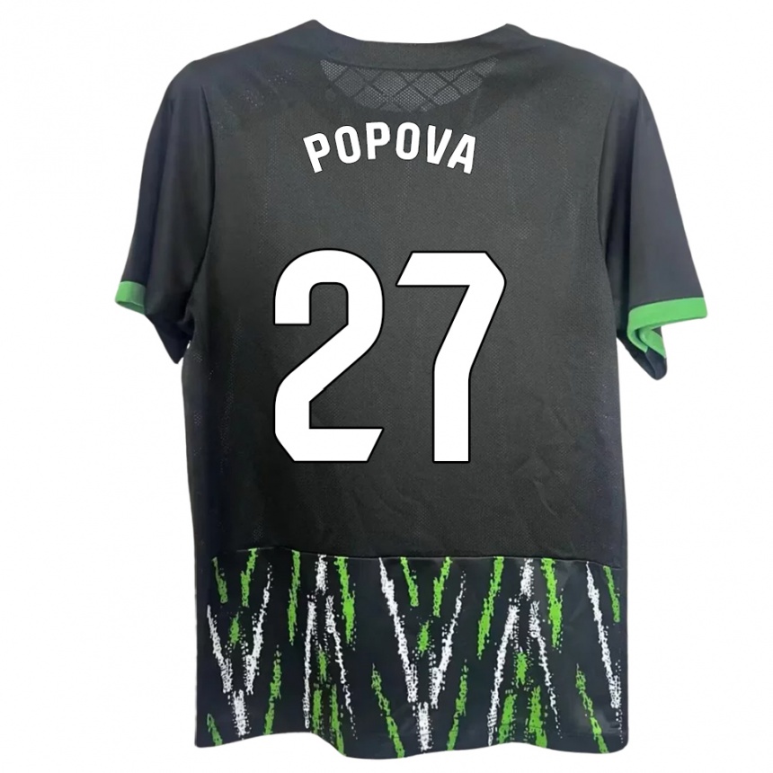 ילדים כדורגל Ángela Popova Fedorova #27 שחור ירוק הרחק ג'רזי 2025/26