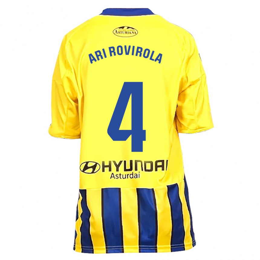 ילדים כדורגל Ari Rovirola #4 צהוב כחול הרחק ג'רזי 2025/26