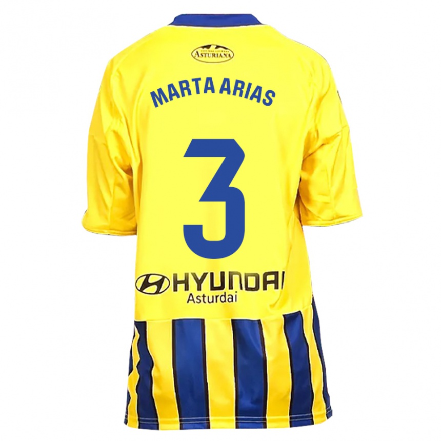 ילדים כדורגל Marta Arias #3 צהוב כחול הרחק ג'רזי 2025/26
