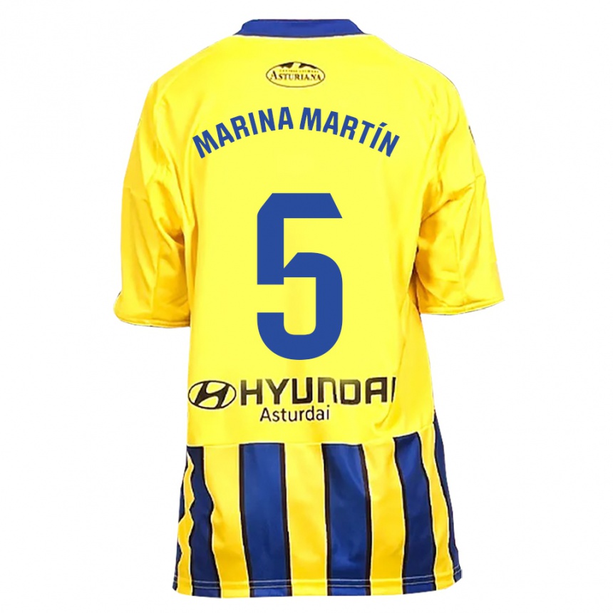 ילדים כדורגל Marina Martín #5 צהוב כחול הרחק ג'רזי 2025/26
