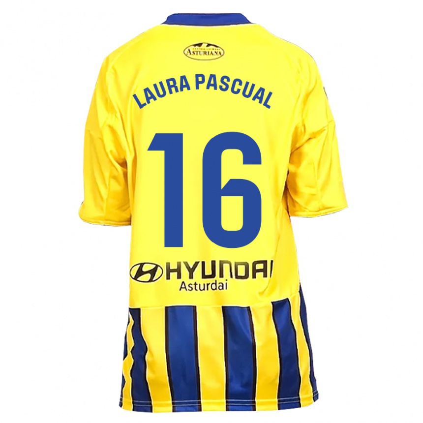 ילדים כדורגל Laura Pascual #16 צהוב כחול הרחק ג'רזי 2025/26