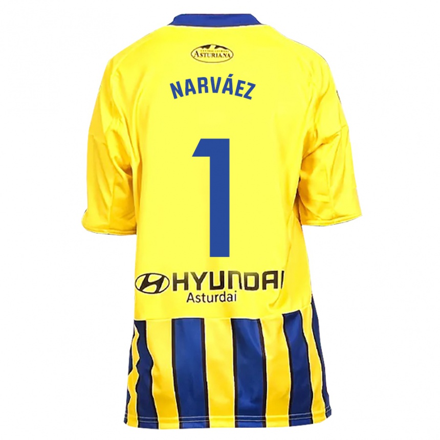 ילדים כדורגל Miguel Narváez #1 צהוב כחול הרחק ג'רזי 2025/26
