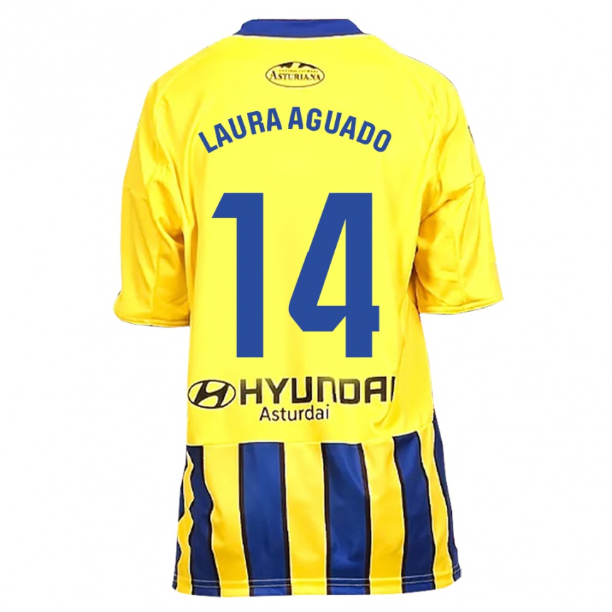ילדים כדורגל Laura Aguado #14 צהוב כחול הרחק ג'רזי 2025/26